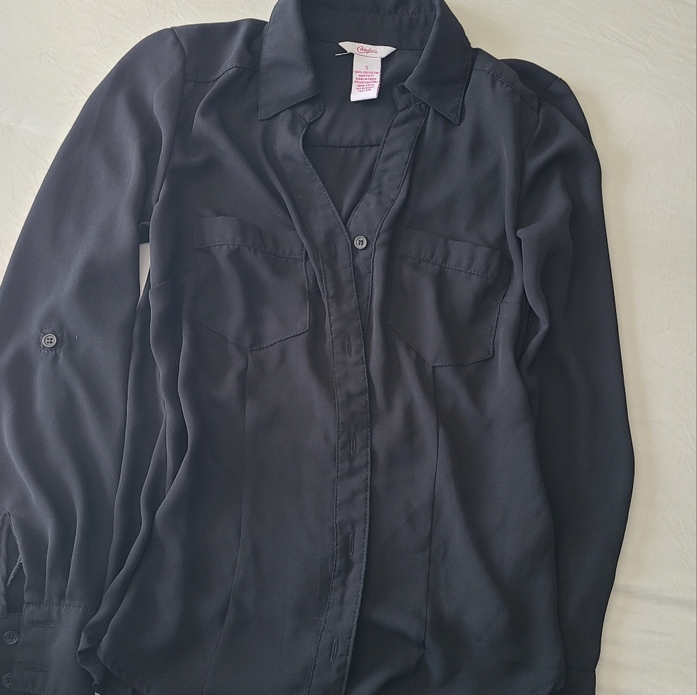 Black Candie's sheer button down shirt